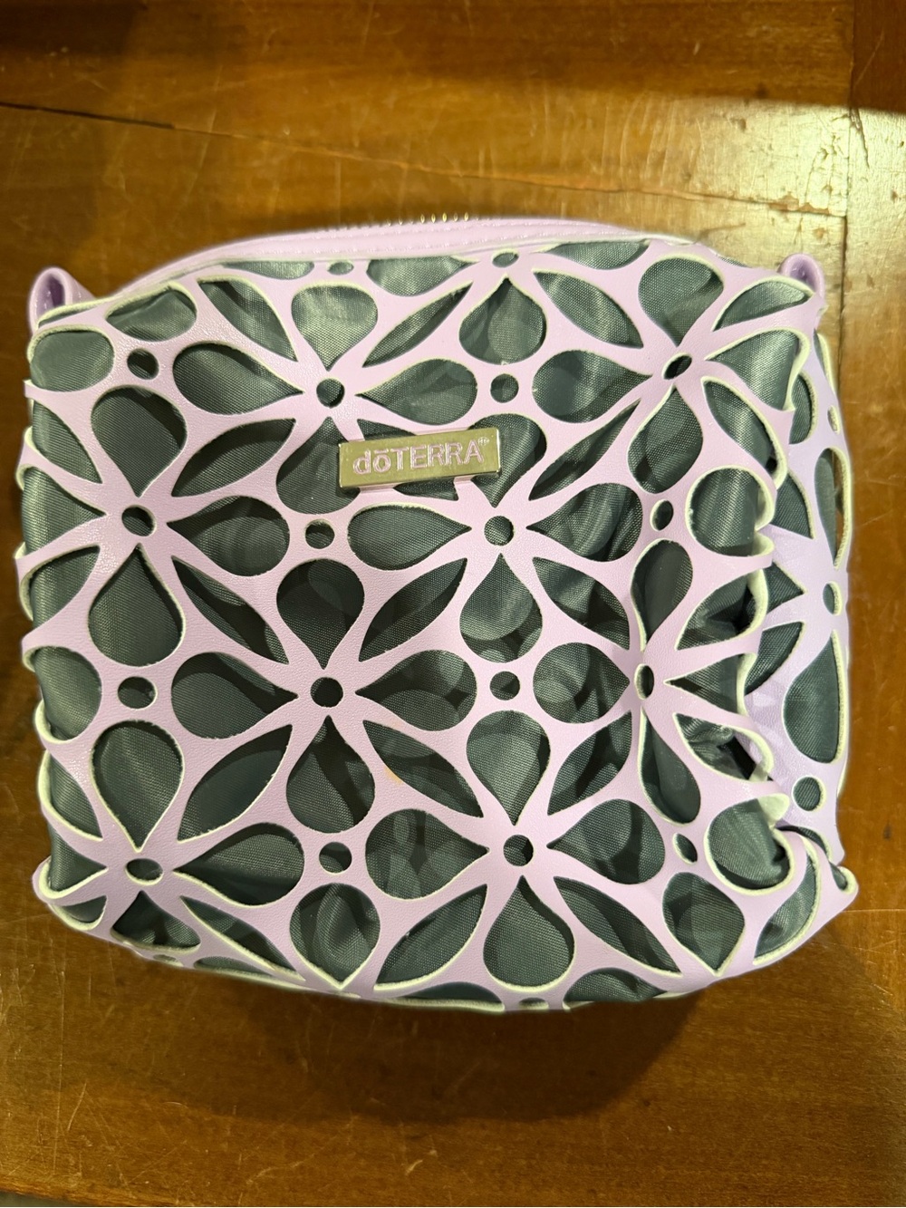Doterra Lavender Cutout Floral Cosmetic Pouch